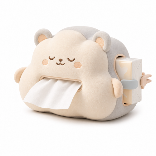 TacnnVzm™ Cozy Cloud Tissue Dispenser, Cute Bear Car Tissue Holder for Air Vent & Console, Soft-Touch Travel Tissue Box Cover, Easy-Reach Napkin Organizer for Car, SUV, Truck, Office Desk & Road Trips