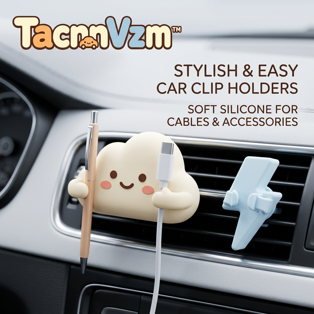 TacnnVzm™ Cute Silicone Car Air Vent Clip Holders, Soft Cloud & Lightning Car Cable Organizer Clips for Charger Cords, USB Cables, Pens and Small Accessories, Dashboard Vent Cord Holder for Daily Driving