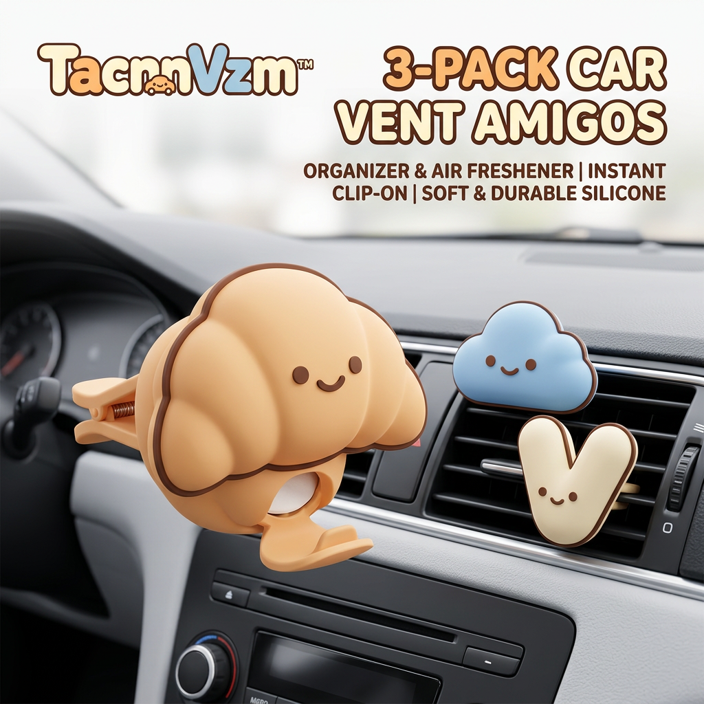 TacnnVzm™ 3-Pack Car Vent Amigos Cute Silicone Air Vent Clips, Car Air Freshener & Dashboard Vent Organizer, Instant Clip-On Car Interior Accessories, Soft Durable Auto Vent Decorations for Cars, SUVs, Trucks