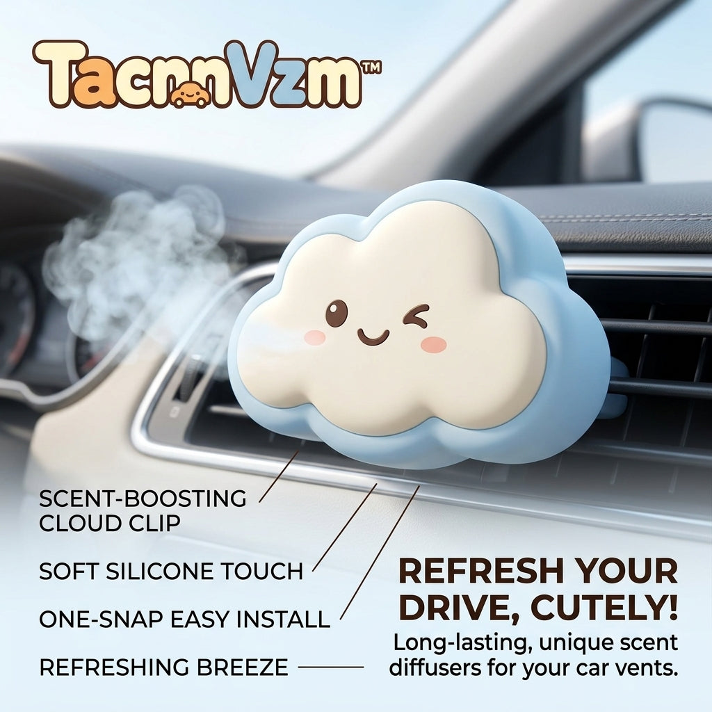 TacnnVzm™ Cute Cloud Car Air Freshener Vent Clip, Scent-Boosting Auto Fragrance Diffuser, Soft Silicone Car Vent Decor, Long-Lasting Car Freshener Clip for Women, Men, Daily Commute, Road Trips & Car Interior Accessories